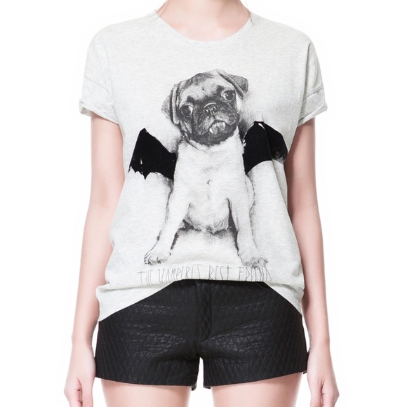 Zara | Tops | Zara Pug Vampire T Shirt 